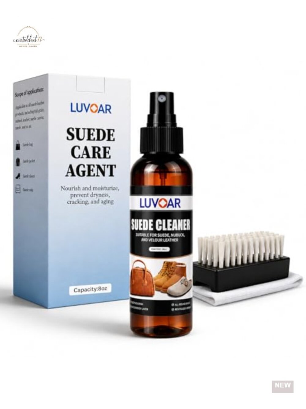 Suede & Nubuck Cleaner Restorer Protector 8oz with Brush & Cloth